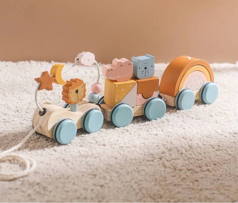 Jouets Montessori en bois pour bébé - Le train des animaux Petit Berceau